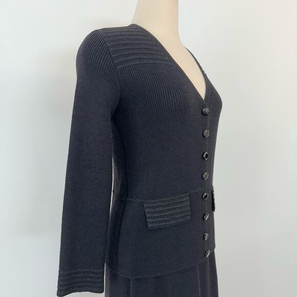 St. John Vintage Santana Knit SET Blazer and Skirt Suit Black | Fits like M - Picture 5 of 15